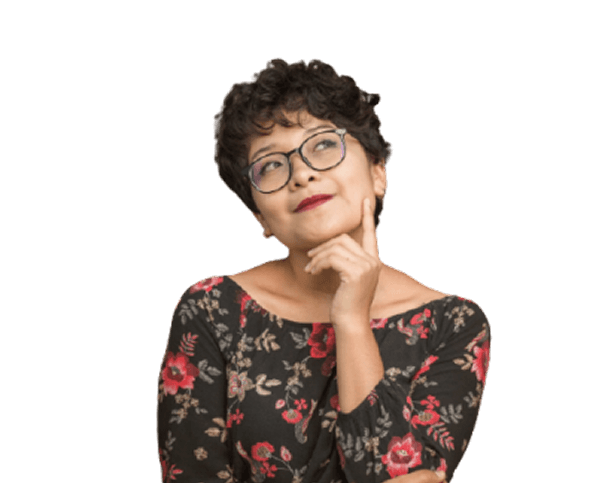 woman thinking and smiling