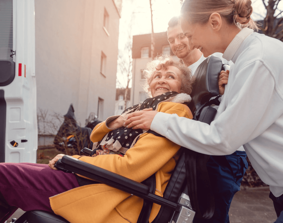 Senior being cared for